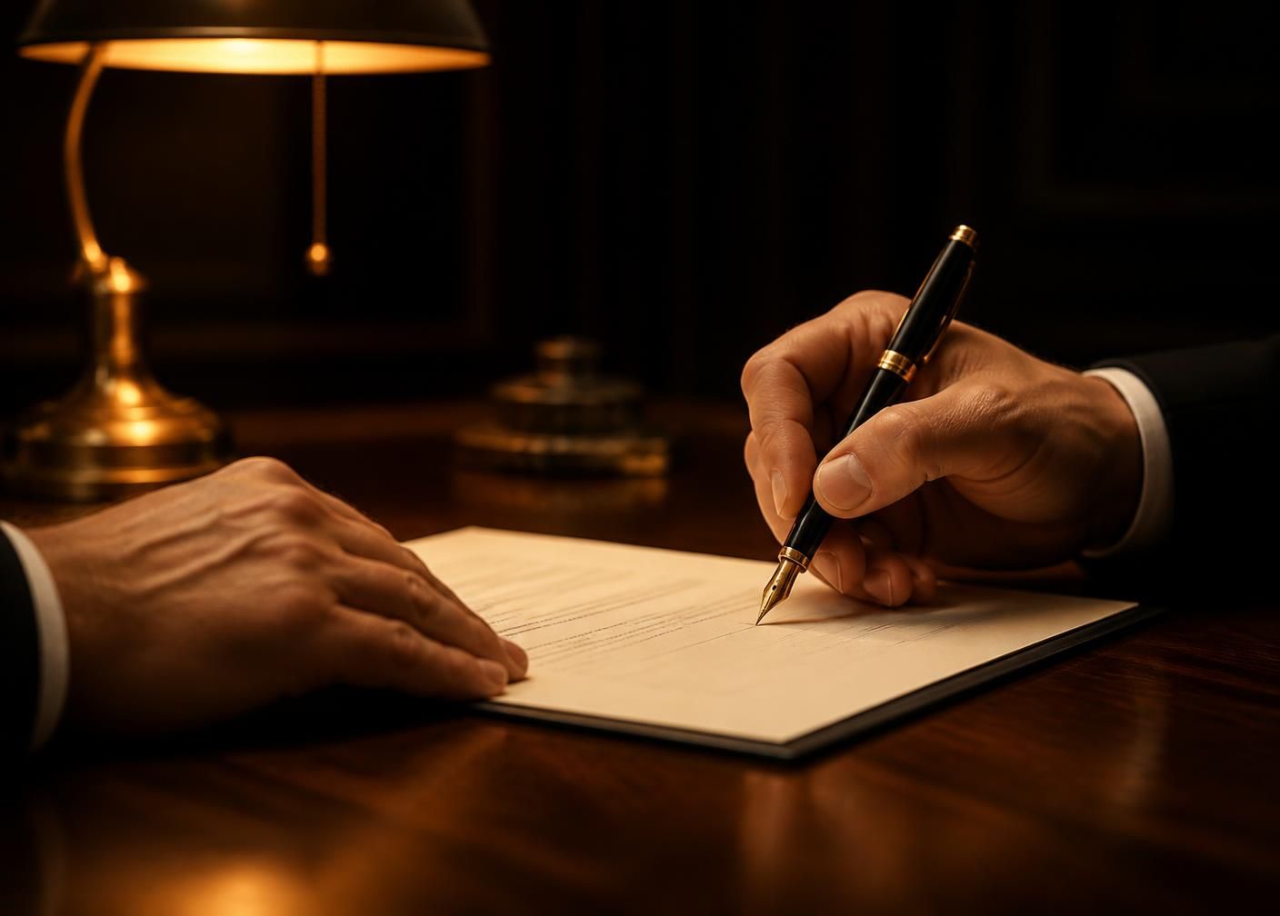 Assinatura de contrato em escritório de advocacia